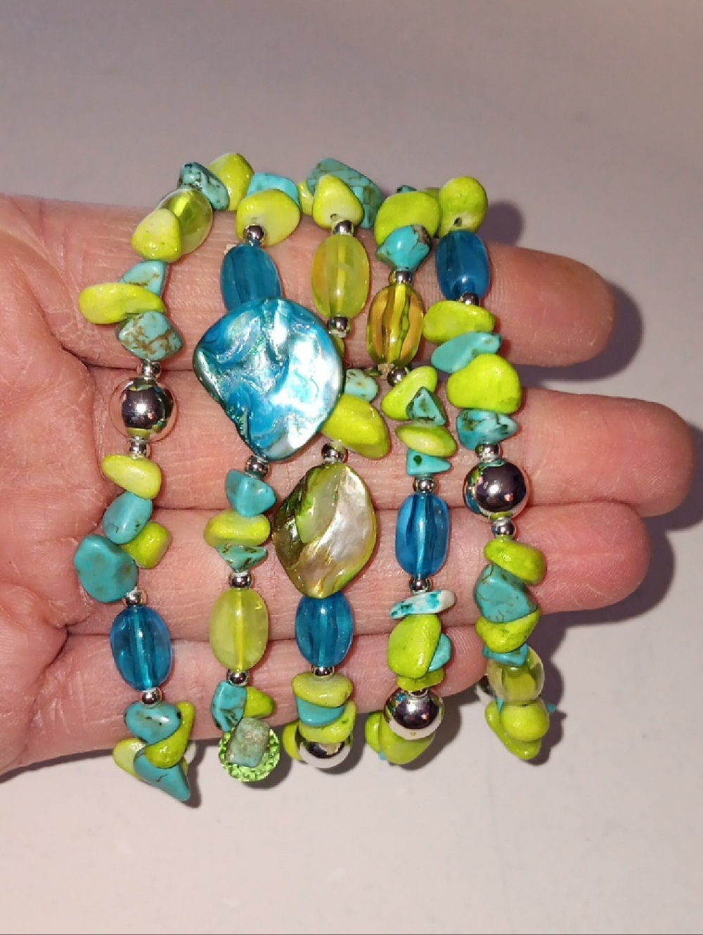 Multicolor Stretchy  Beaded Wrap Stacked Cluster Bracelets New!